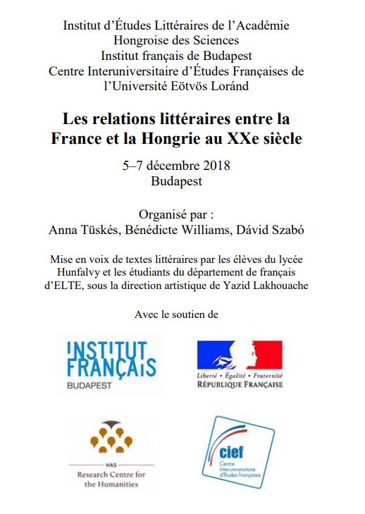 Nemzetközi konferencia a 20. századi francia–magyar irodalmi kapcsolatokról