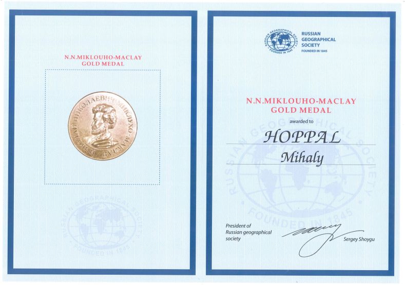 Hoppál Mihály az orosz Földrajzi Társaság N. N. Miklouho-Maclayról elnevezett aranyérmét kapta