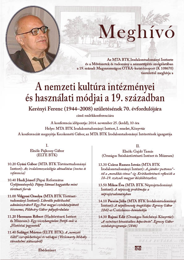 Emlékkonferencia Kerényi Ferenc emlékére az Irodalomtudományi Intézetben