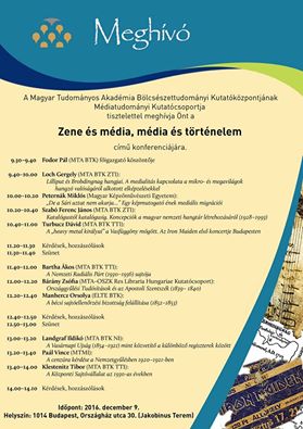 Zene és média, média és történelem: a Médiatudományi Kutatócsoport konferenciája
