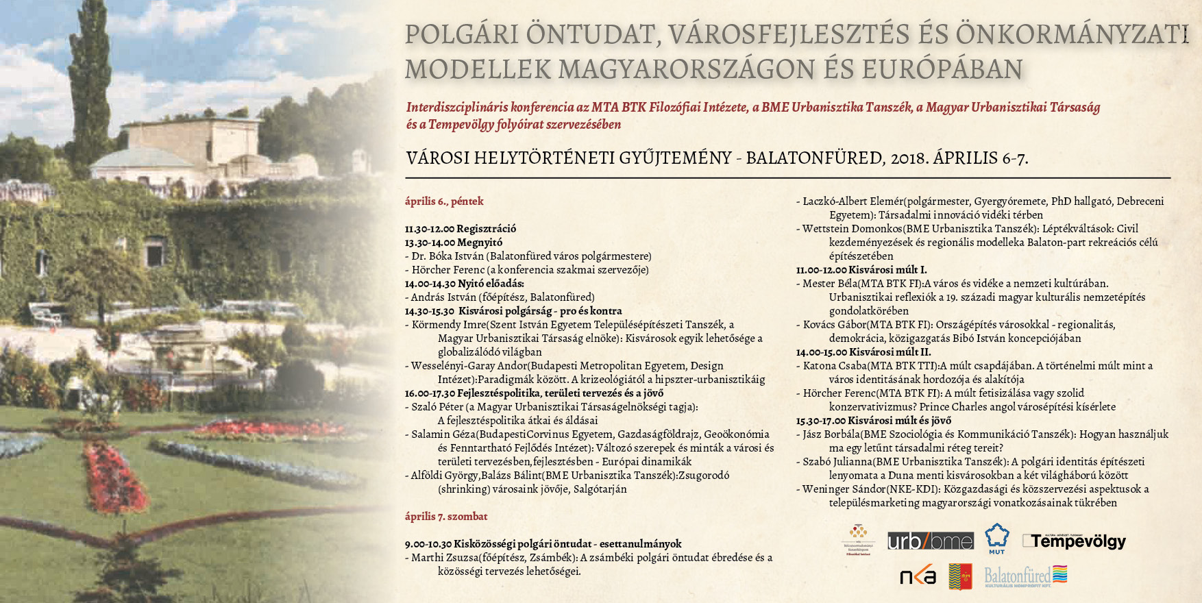 Polgári öntudat, városfejlesztés és önkormányzati modellek Magyarországon és Európában: a Filozófiai Intézet konferenciája Balatonfüreden