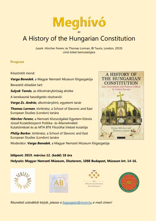 Könyvbemutató a történeti alkotmányról a Magyar Nemzeti Múzeumban