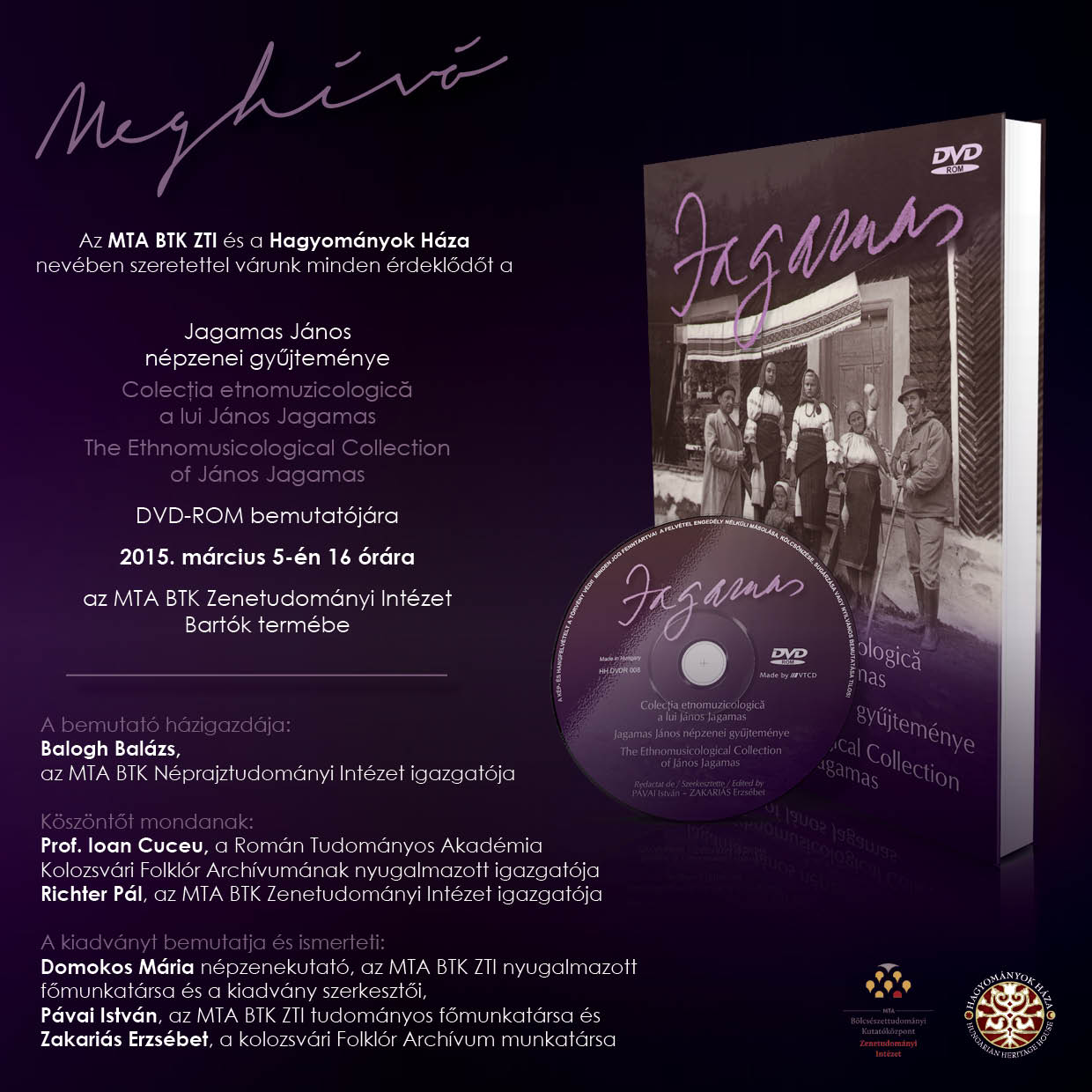 DVD–ROM kiadvány bemutatója a Zenetudományi Intézetben